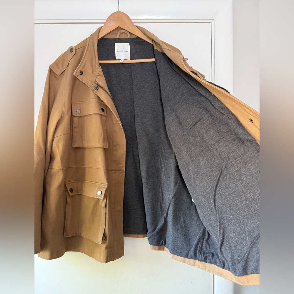 Avec Les Filles Washed Cotton Field Utility Jacket Tan Khaki Plus Size 2X - Picture 12 of 15